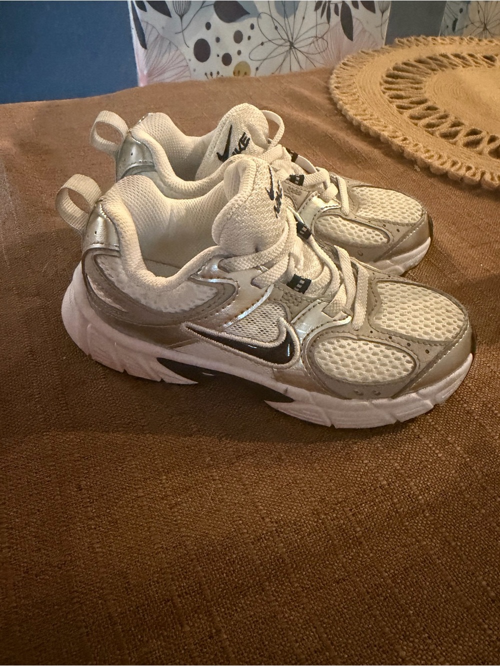 Nike Kids White and Silver Athletic Sneakers